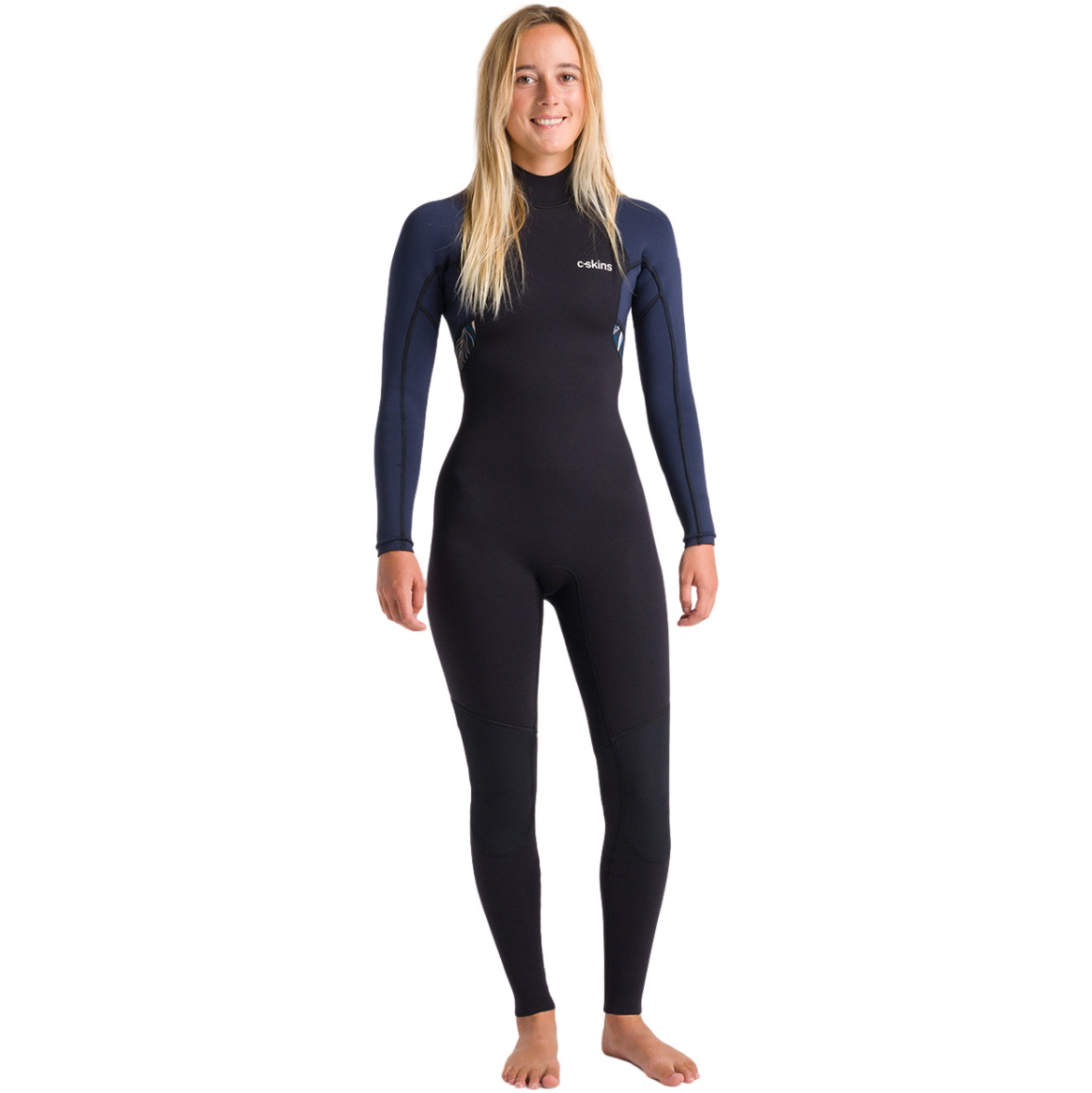 2026 C-Skins Womens NuWave Element 3/2mm Back Zip Wetsuit C-NEL32STW - Black / Slate / Saffron